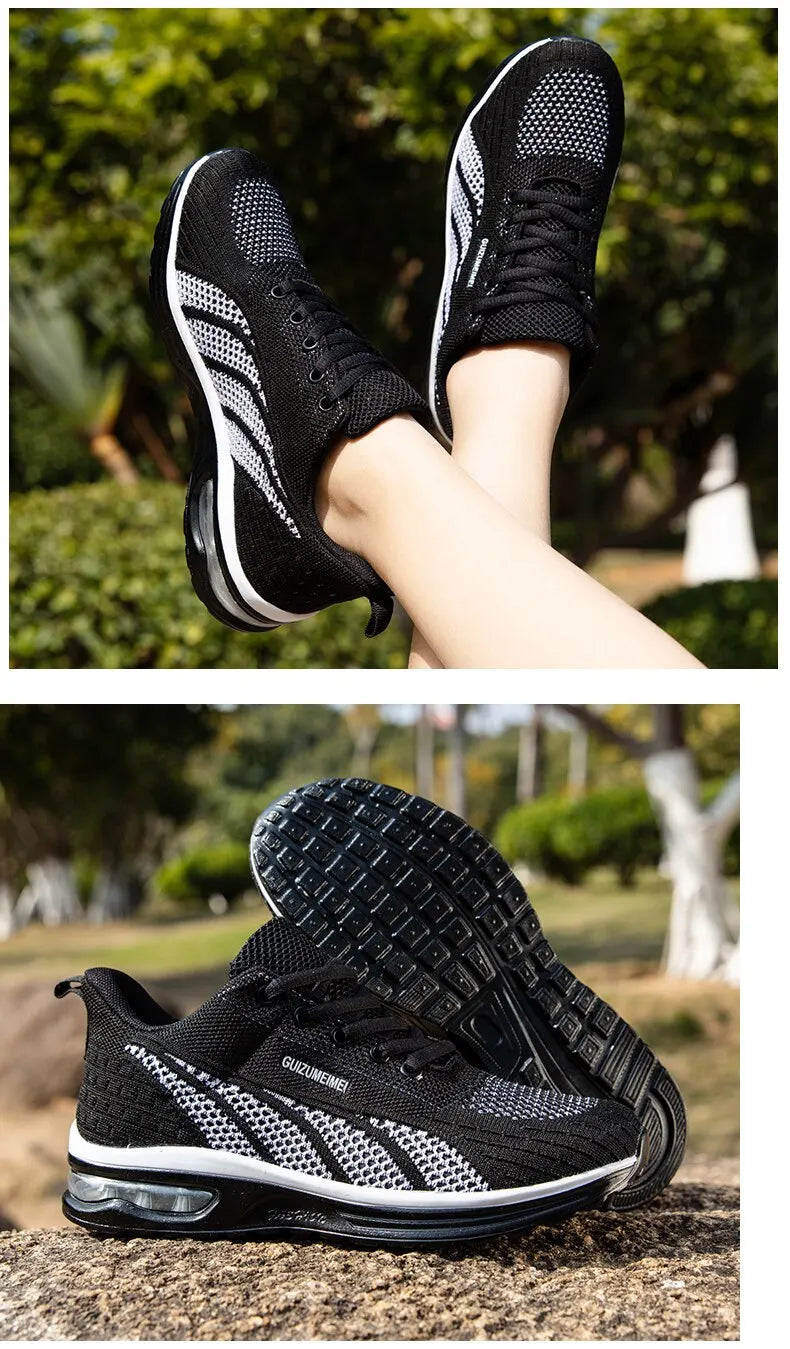 Women Running Shoes Ladies Breathable Sneakers Mesh Air Cushion Tennis Women's Sports Shoes Outdoor Lace Up Training Shoes