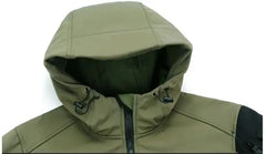 Tactical Hooded Jackets Men Thicken Soft Shell Waterproof Windproof Mens Coat Outdoor Hiking Safari Multi-pocket Fleece Outwear