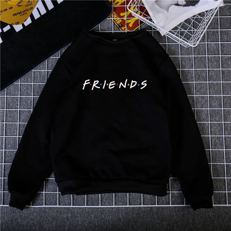 Womens Letters FRIENDS Print Long Sleeve Hoodie Sweatshirt 5 Colors S M L XL Brand New 2022 Ladies Slouch Pullover Jumper Tops