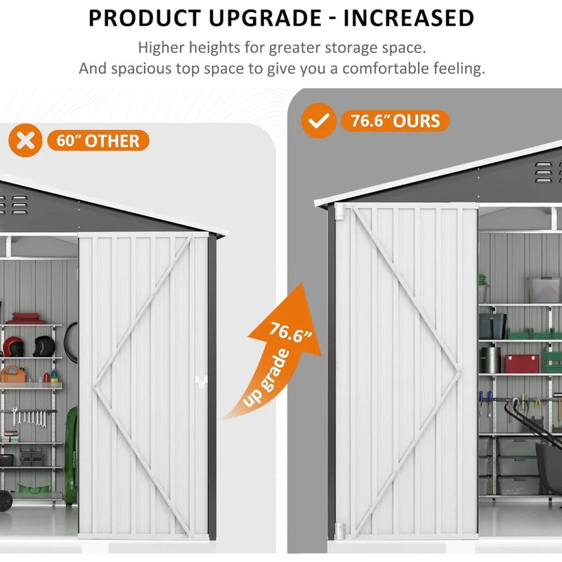 8 x 12 FT Outdoor Storage Shed, Metal Garden Shed with with Updated Frame Structure, Tool Sheds for Backyard Garden