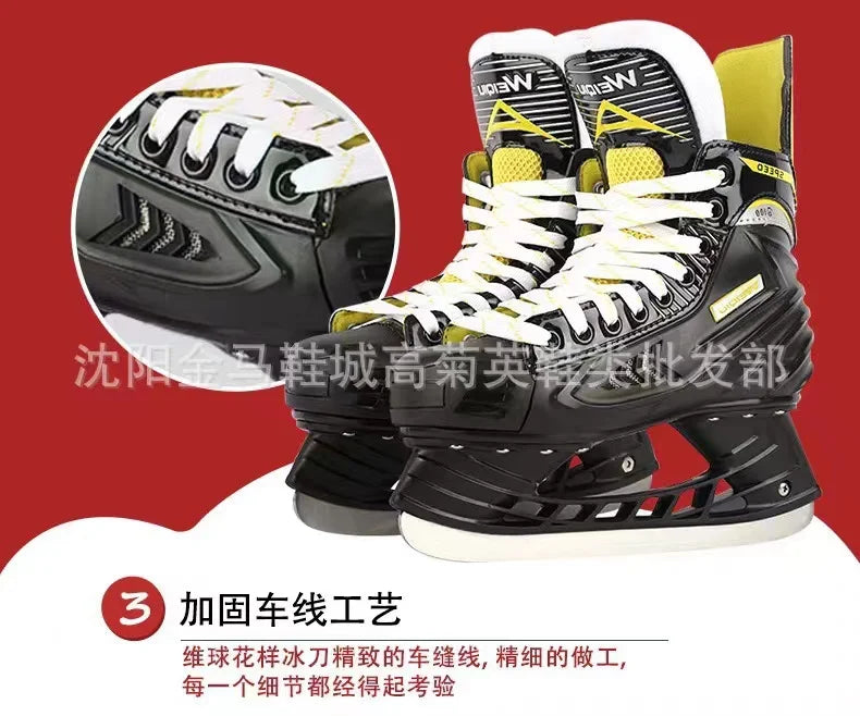 Ice Hockey Knife Skating Sneakers, Ice Skate Shoes, Leather Blade, Real Ice, Adult, Children, Indoor Sports, Beginners, New