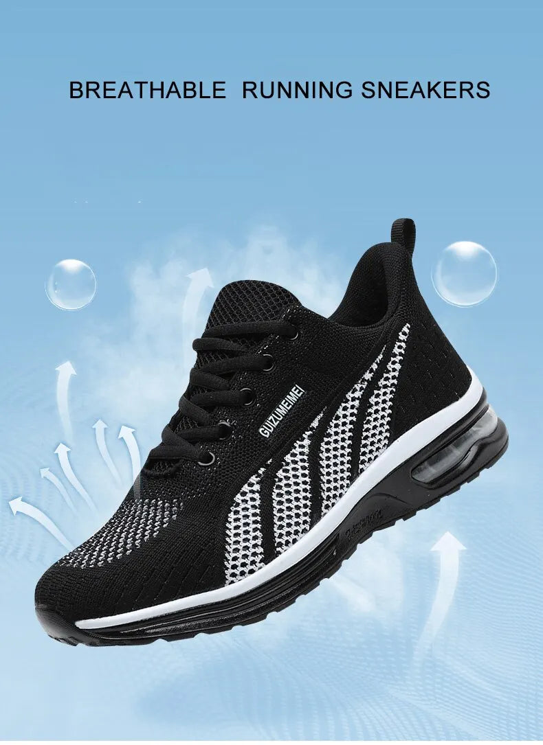 Women Running Shoes Ladies Breathable Sneakers Mesh Air Cushion Tennis Women's Sports Shoes Outdoor Lace Up Training Shoes