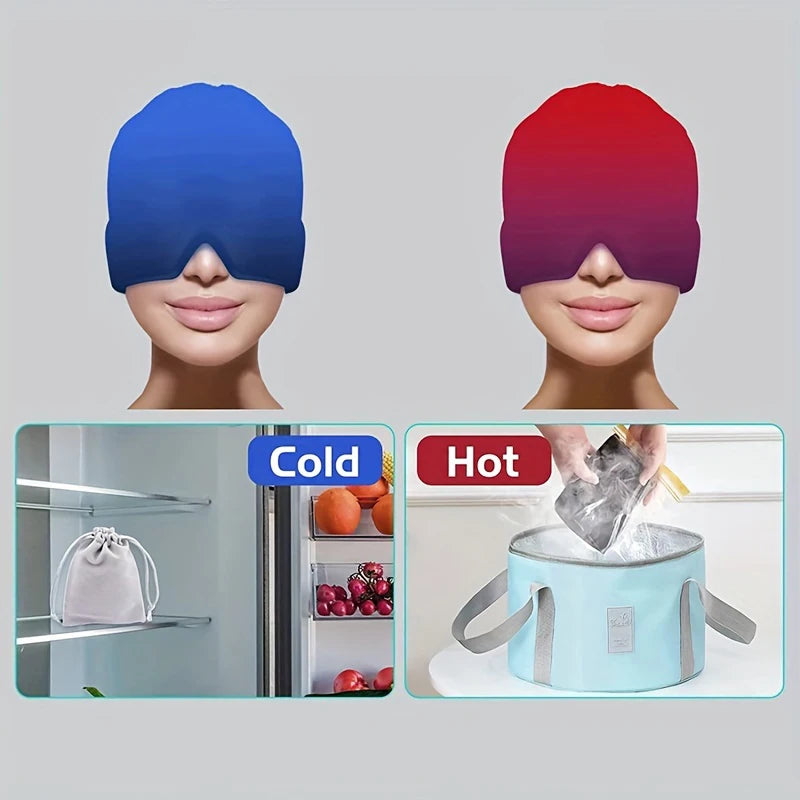 Gel Cold Hot Head Ice Cap Black and Pink Head Wrap Face Mask Head Massage Sleep Eye Mask Health Care Tool