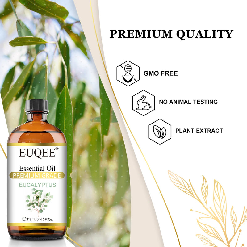 EUQEE 118ML Large Bottle Essential Oil For Humidifier Neroli Helichrysum Eucalyptus Jasmine Aroma Oil,DIY Soap,Massage,Fresh Air