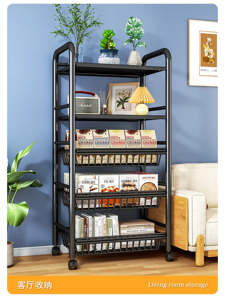 Organizer Cart Wheels Storage Trolley Shelf Kitchen Things Furniture Storages Islands Home Microwave Cart Kitchen Island Table