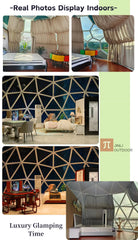 Ford Blue Hexagonal Glass Dome Tent – Luxury Geodesic Igloo House with Aluminum Frame for Outdoor Resort & Camping
