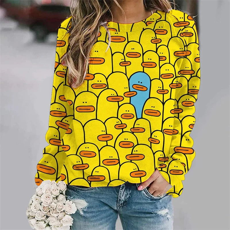 Funny Yellow Baby Duck 3D Print Sweater Women Clothing Casual Fashion Streetwear Sweatshirt Trendy Unisex Long Sleeve Hoodie