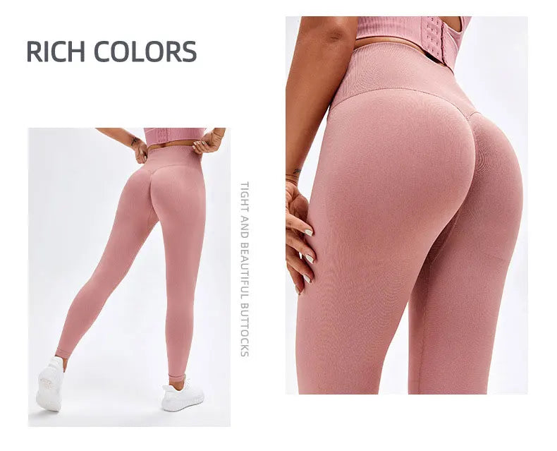 Seamless High Waist Nude Yoga Pants Women's Honey Peach Hip Lifting Tight Fitness Pants Quick Dried Exercise Push Up Yoga Pants