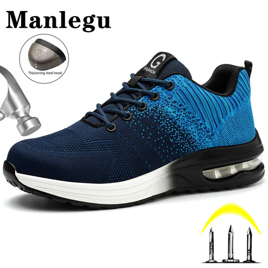 Safety Shoes Men Women Work Safety Boots Steel Toe Shoe Puncture Proof Air Cushion Work Sneakers Light Fashion Work Shoes Unisex