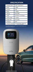 JIGU 7.6KW 32A Type 2 Electric Vehicle Charger – Car Charging Station, 7kW Wallbox EV Charger, WiFi & APP Control (220V, Single Phase)