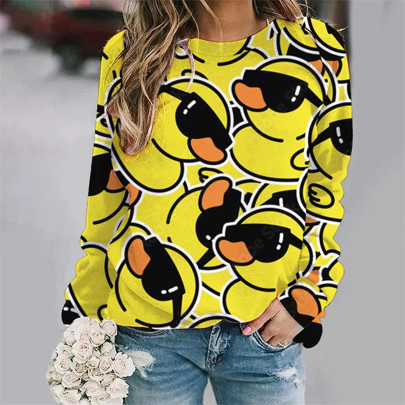 Funny Yellow Baby Duck 3D Print Sweater Women Clothing Casual Fashion Streetwear Sweatshirt Trendy Unisex Long Sleeve Hoodie