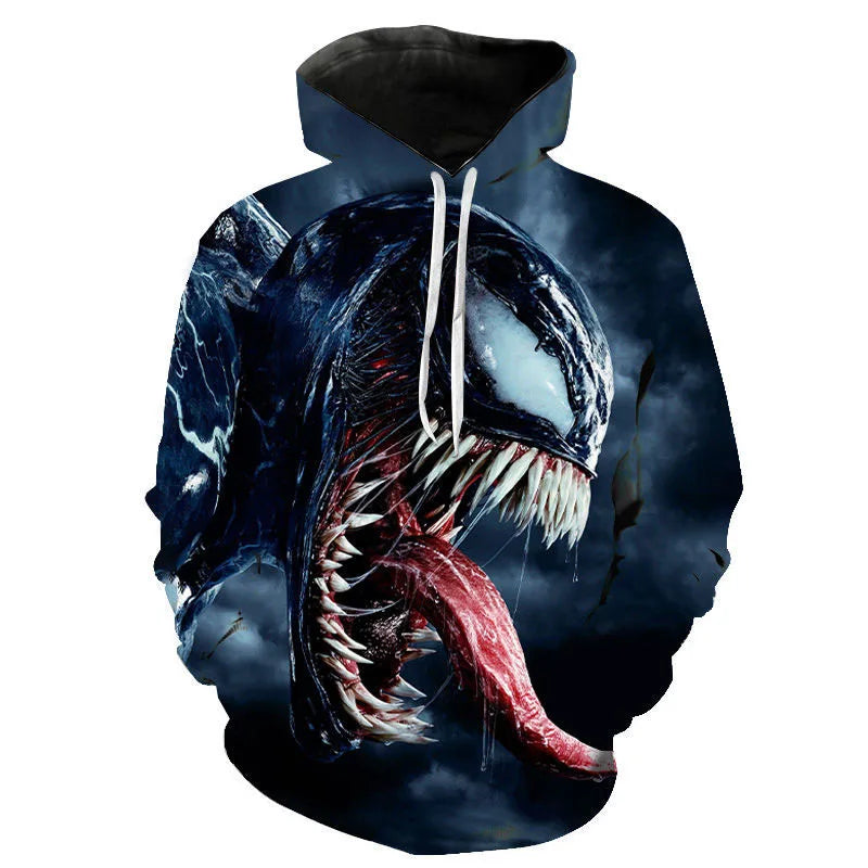 Miniso Hoodies Venom Cartoon Anime 3D Print Streetwear Men Women Fashion Oversized Sweatshirts Kids Pullovers Tracksuits