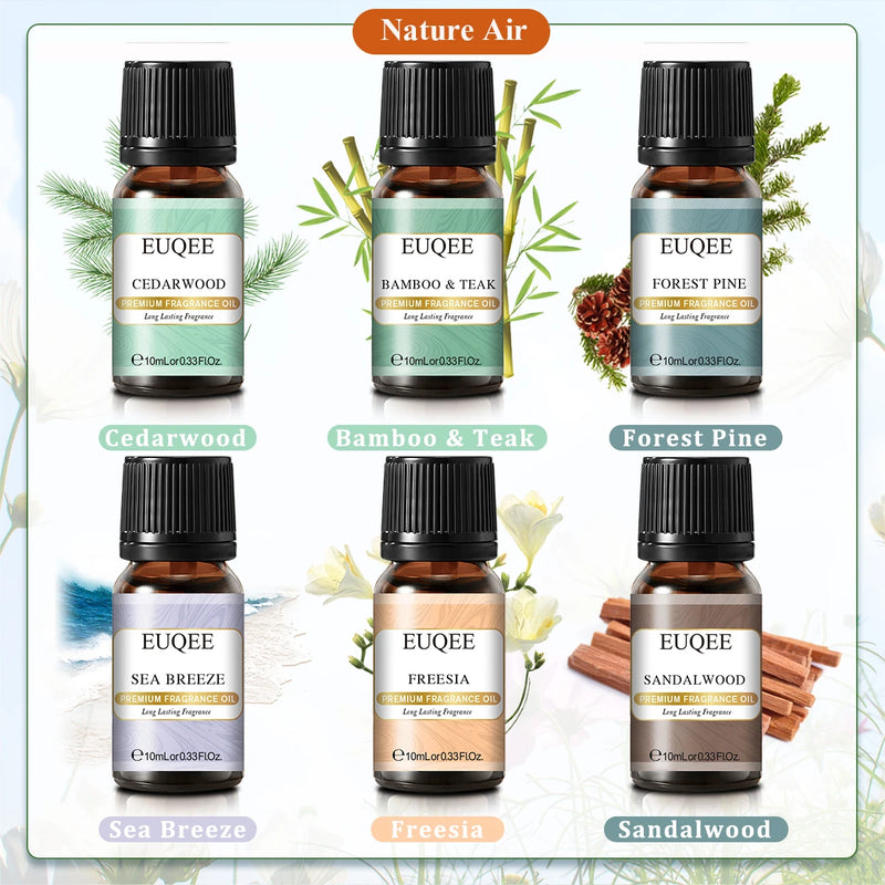 EUQEE 6pcs/set Fragrance Oil Gift Kit For Diffuser Coffee Bakery Harvest Spice Pumpkin Pie Forest Pine Sweet Fruit Aroma Oils