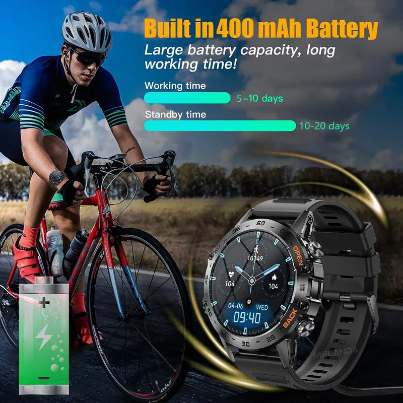 MELANDA Steel 1.39 Bluetooth Call Smart Watch Men Sports Fitness Tracker Watches IP67 Waterproof Smartwatch for Android IOS MD52