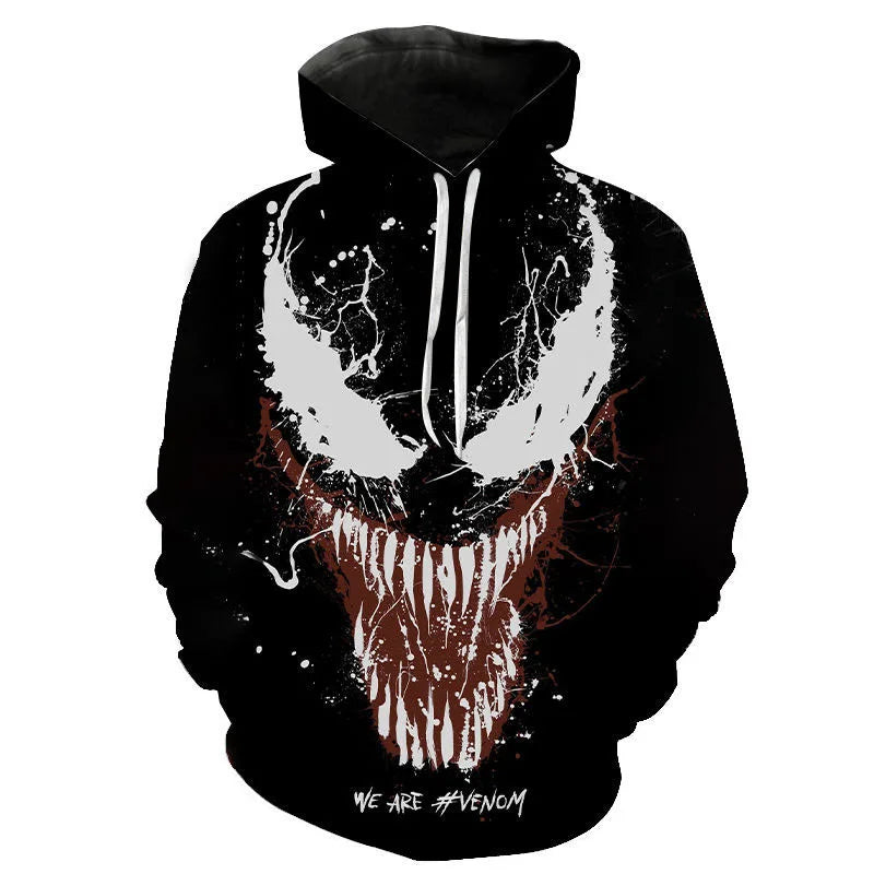 Miniso Hoodies Venom Cartoon Anime 3D Print Streetwear Men Women Fashion Oversized Sweatshirts Kids Pullovers Tracksuits