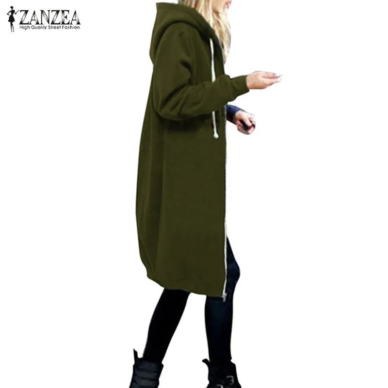 Autumn Long Plush Sweater Womens Oversized Loose Hooded Jacket Cardigan for Women