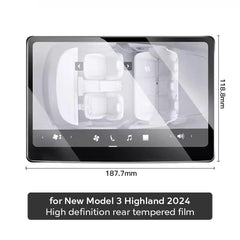 Tempered Glass Film Protector for 2025 Tesla Model Y & 2024 Model 3 Highland – Rear Row Center Control Screen Protection