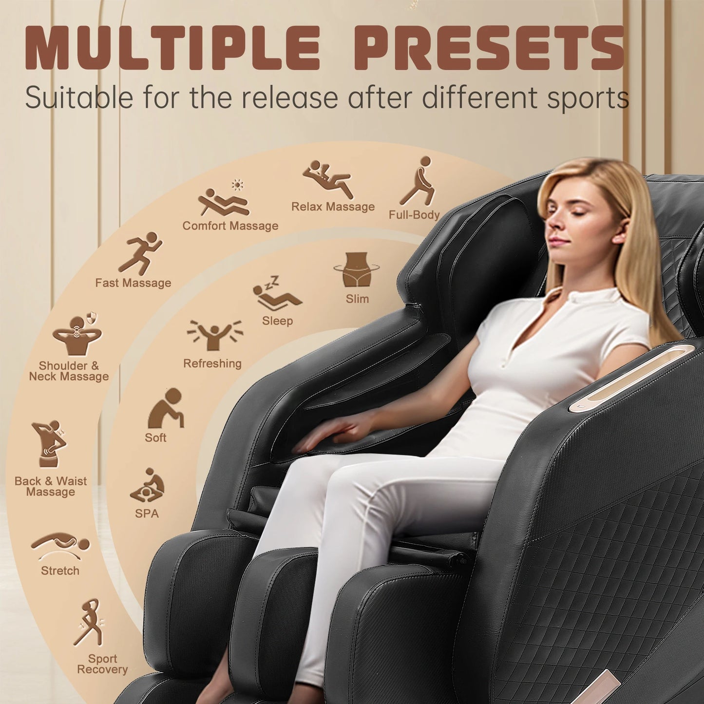 Massage Chair Recliner, Zero Gravity Full Body Massage Chair with Airbags, Heating, Bluetooth Speaker and Foot Rollers