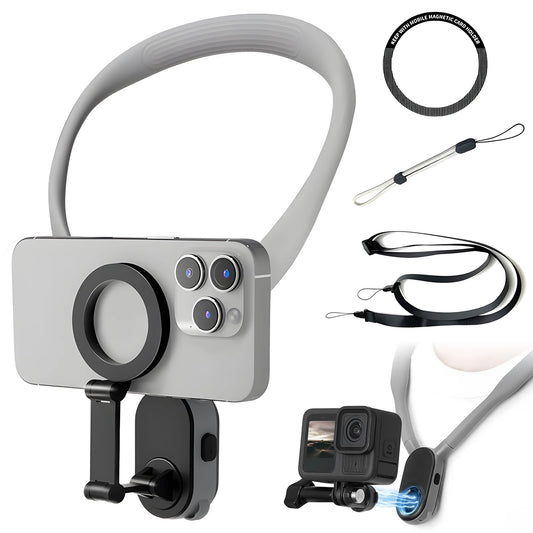 Magnetic Phone Neck Mount - Hands-Free POV Holder for GoPro & Smartphones