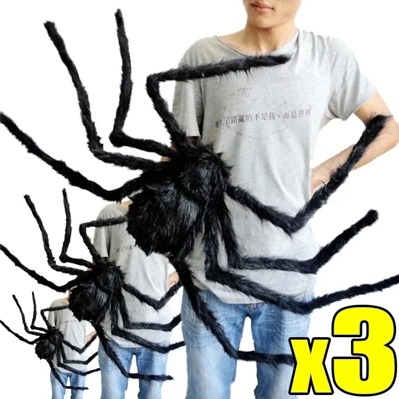 Giant Black Plush Spider Halloween Decorations Outdoor Scary Large Spiders Halloween Party Bar Haunted House Horror Props