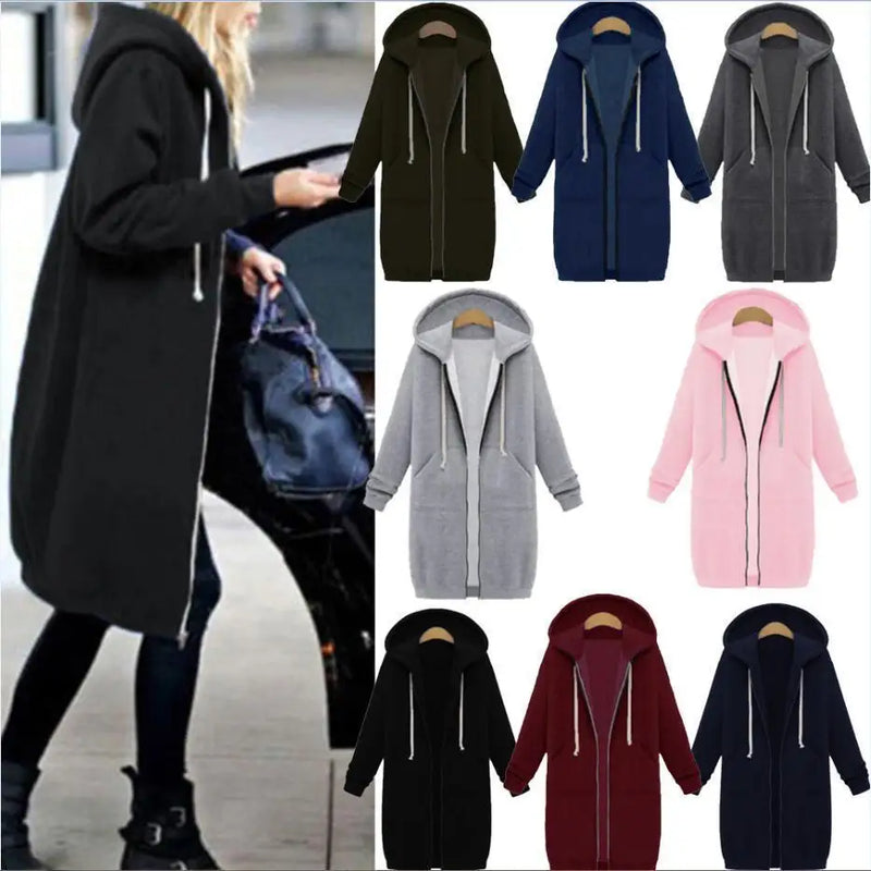 Autumn Long Plush Sweater Womens Oversized Loose Hooded Jacket Cardigan for Women