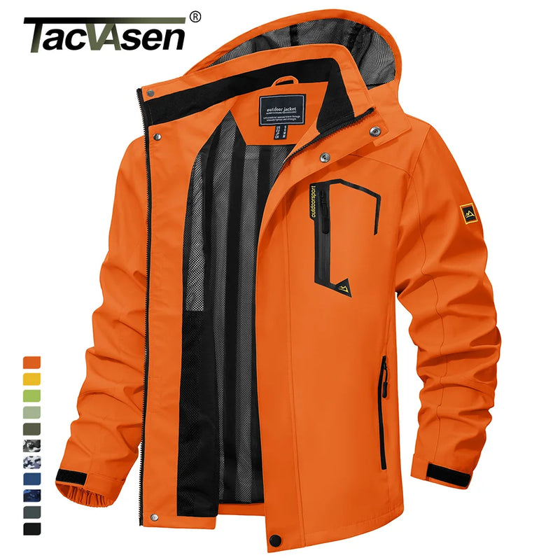 TACVASEN Spring Autumn Lightweight Jackets Mens Mesh Lined Waterproof Rain Jacket Outdoor Fishing Hiking Jacket Male Windbreaker