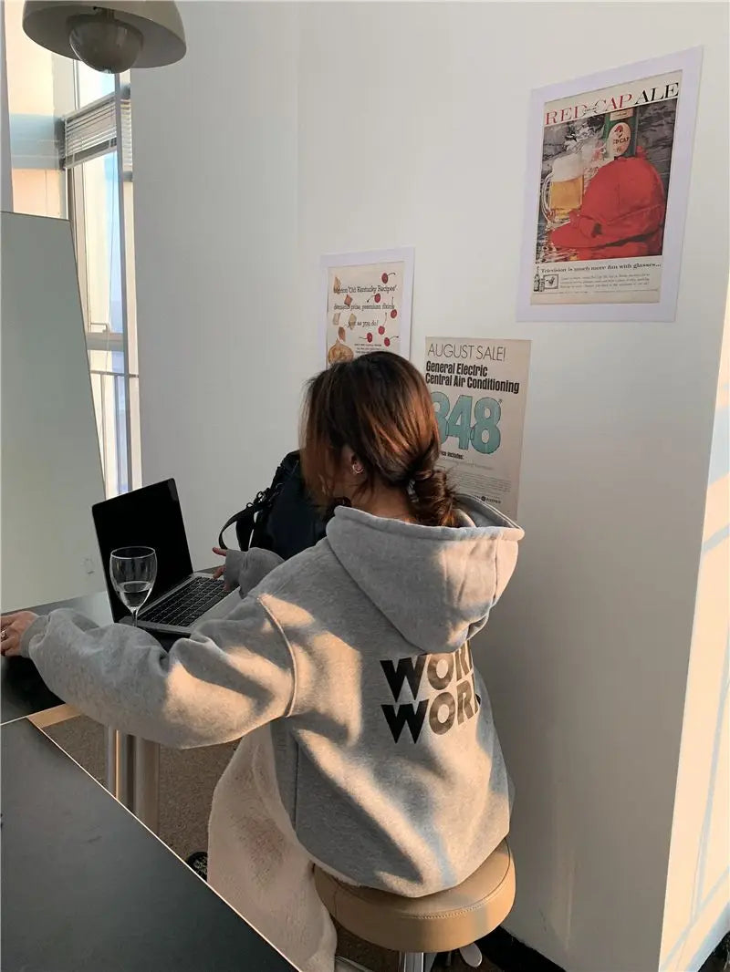 Hoodies Women Streetwear Letter Leisure Students Basic Loose All-match Ulzzang Personality Spring Retro