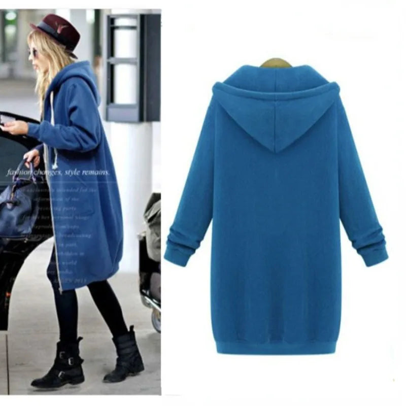 Autumn Long Plush Sweater Womens Oversized Loose Hooded Jacket Cardigan for Women