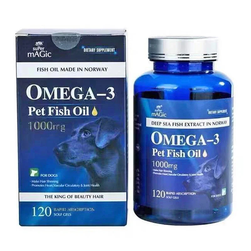 120 Capsules Pet Dogs Nutritional Supplements OMEGA3&6 Salmon Deep-sea Fish Oil Capsules Beauty Hair Anti-hair Loss