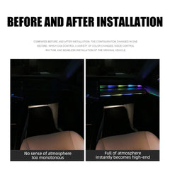 110/140cm Car Ambient LED Lights – RGB Symphony Atmosphere Lamp for Tesla Model 3/Y/S/X with USB APP & Remote