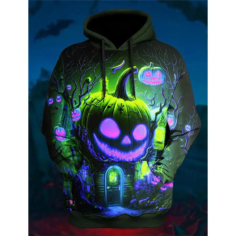 3D All Over Print Mens Halloween Pumpkin Hoodie Costume New In Pull Over Sweatshirt Foe Men Women As Gift For Halloween Holidays