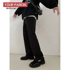 Black Glossy Tabi Shoes for Men: Split Toe Leather Derby | British Retro Platform Sole Niche Design | Luxury Low-Top Lace-Up Loafers for Men