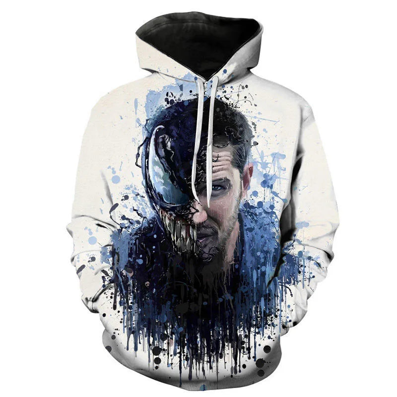 Miniso Hoodies Venom Cartoon Anime 3D Print Streetwear Men Women Fashion Oversized Sweatshirts Kids Pullovers Tracksuits