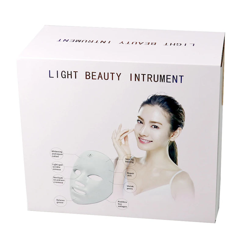 LED Facial Mask Photon Therapy Brightening 7 Colors Face Skin Rejuvenation Acne Care Shrinking Pores Anti-Wrinkle Home Facial