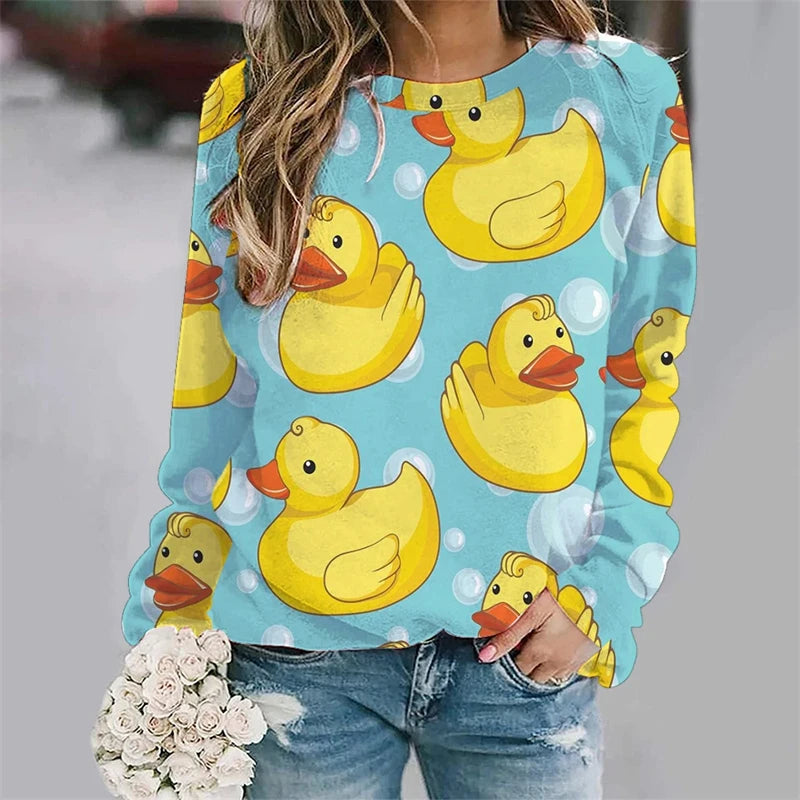 Funny Yellow Baby Duck 3D Print Sweater Women Clothing Casual Fashion Streetwear Sweatshirt Trendy Unisex Long Sleeve Hoodie