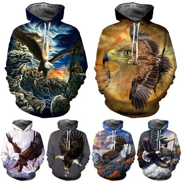 Fashion Funny Street Animal Print Eagle 3d Hoodie Unisex Long Sleeve Hoodie