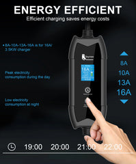 Feyree EV Charger | 3.5kW Portable TS-NACS Plug | LCD Screen | Delay Schedule | Level 1 & 2 Charging Station for Tesla & Electric Vehicles