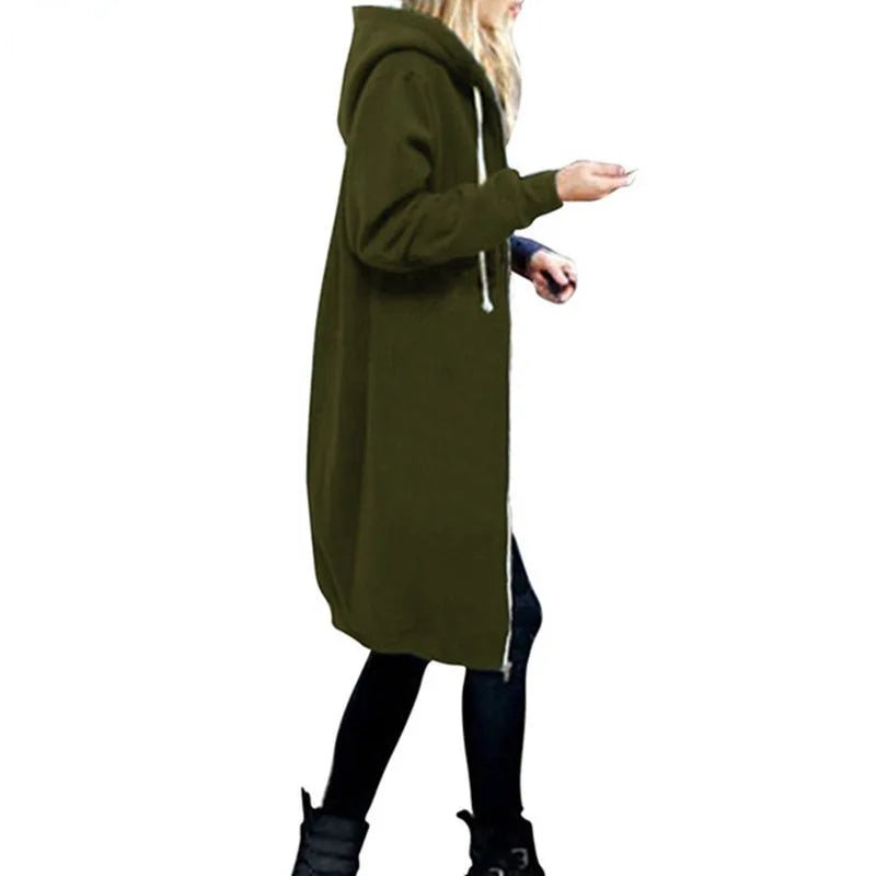 Autumn Long Plush Sweater Womens Oversized Loose Hooded Jacket Cardigan for Women