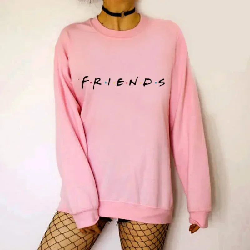 Womens Letters FRIENDS Print Long Sleeve Hoodie Sweatshirt 5 Colors S M L XL Brand New 2022 Ladies Slouch Pullover Jumper Tops