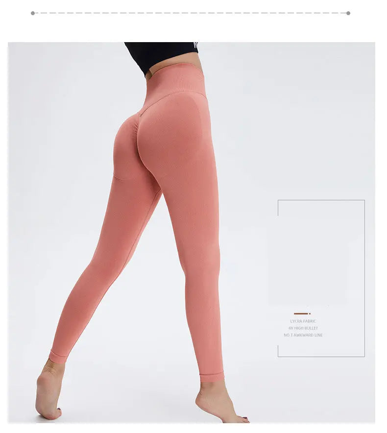 Seamless High Waist Nude Yoga Pants Women's Honey Peach Hip Lifting Tight Fitness Pants Quick Dried Exercise Push Up Yoga Pants