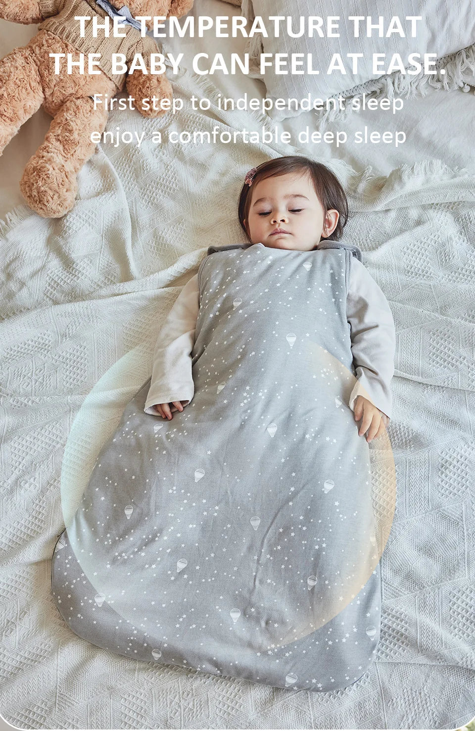 Sleeping Bags For Baby 0-24 Months Anti-Kick Blanket Infant Quilt Sleepwear 2.5Tog Stars Print Spring 100%Cotton Vest Sleepsacks