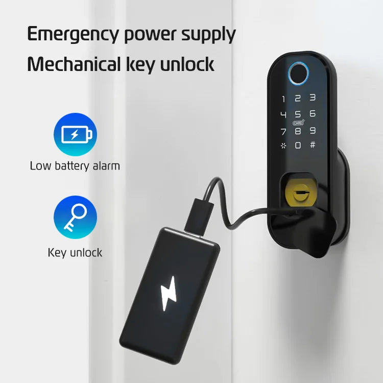 Fingerprint Waterproof Outdoor Garden Lock Remote Control TTLock App Code Keyless Smart Door Lock Electric Rim Lock and Gateway