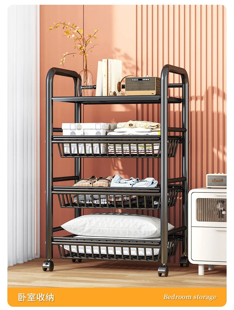 Organizer Cart Wheels Storage Trolley Shelf Kitchen Things Furniture Storages Islands Home Microwave Cart Kitchen Island Table