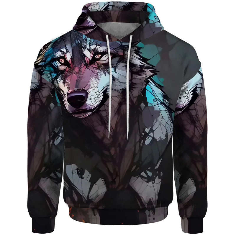 Wolf Sweatshirts for Men Cool Fugees 2024 New Style Dark Wind New in Hoodies & Sweatshirts 3D Printing Comfortable and Trendy