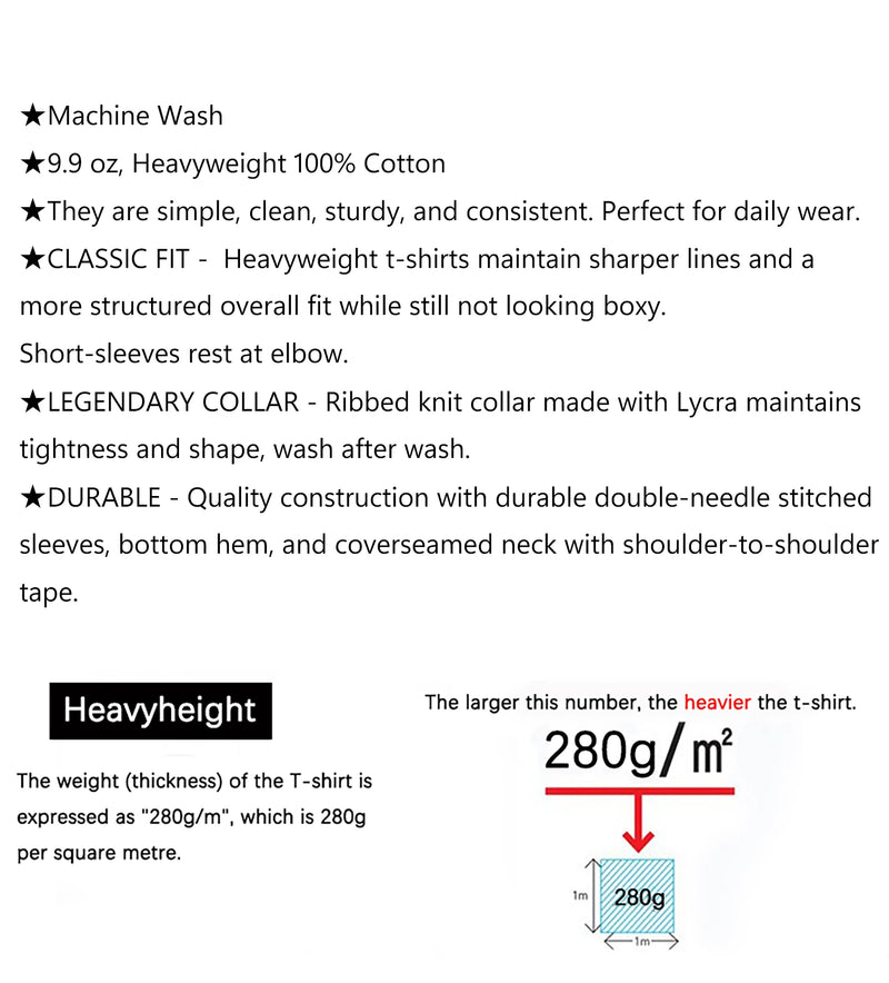 Dukeen 280gsm Oversized Heavyweight T Shirt for Men Summer Short Sleeve Tee 100% Cotton Plain Top Casual Men's Clothing 9.9oz