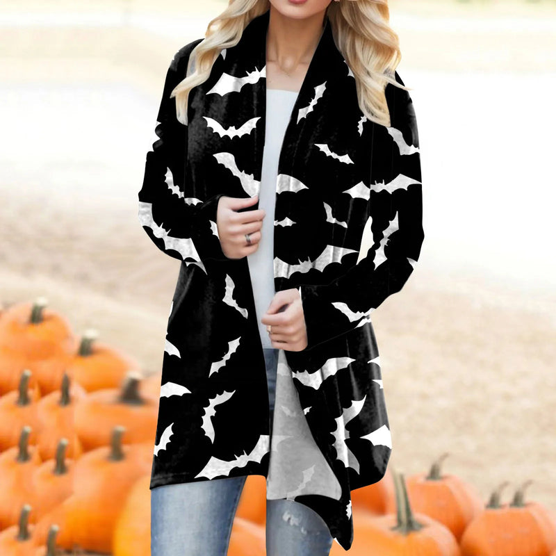 Women‘s Cardigan Fashion Halloween Print Western Ethnic Jacket Long Sleeve Coat Female Autumn Winter Plus Size Clothes