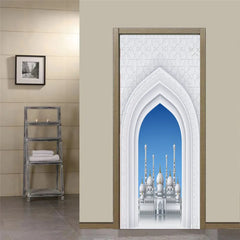 Sticker Door Stickers Home Decor Art Mural Living Room Great Mosque of Mecca Vinly Wallpaper Wall Stickers Porch door mural