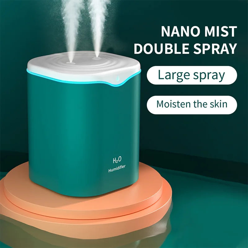 2000ml Large Capacity Dual Spray Humidifier Usb Home Silent Water Replenisher 2L Air Purifier Water Diffuser Office