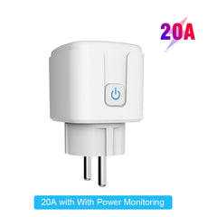 Tuya 20A Zigbee Smart Socket: High-Power EU Plug with Power Metering | Compatible with Zigbee2MQTT, ZHA, & SmartLife - Remote Voice Control for Heavy Appliances