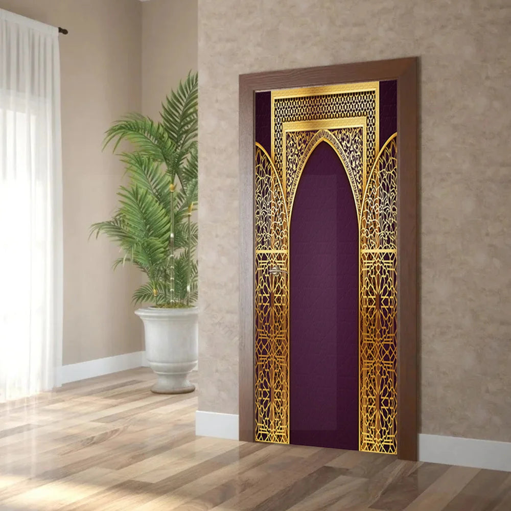 Sticker Door Stickers Home Decor Art Mural Living Room Great Mosque of Mecca Vinly Wallpaper Wall Stickers Porch door mural